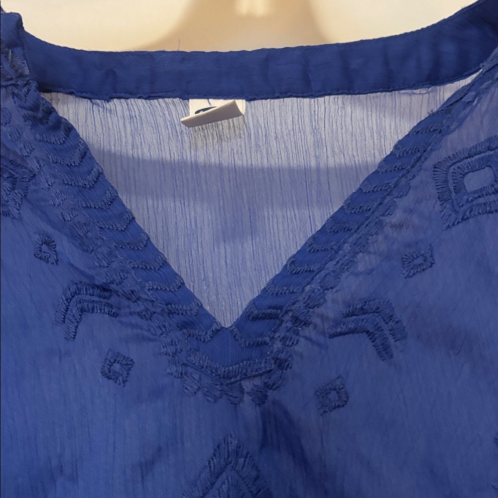 Old Navy Royal Blue Sheer Blouse - Picture 7 of 10